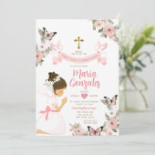 Mädchen Gebet Erste heilige Kommunion Rosa Bläseri Einladung (Stehend Vorderseite)
