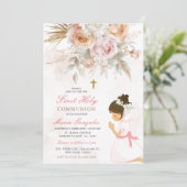 Mädchen Gebet Erste heilige Kommunion Rosa Bläseri Einladung (Stehend Vorderseite)