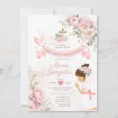 Mädchen Gebet Erste heilige Kommunion Rosa Bläseri Einladung (Vorderseite)