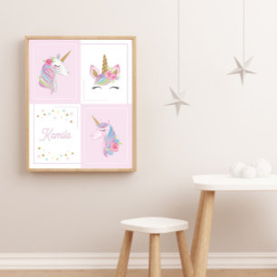 Mädchen-Geburtsankündigung Rosa Einhorn Baby Showe Poster