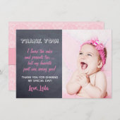 Mädchen-Geburtstag danken Ihnen, - rosa Tafel zu Dankeskarte (Vorne/Hinten)