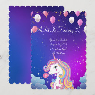 Mädchen Geburtstag Einhorn magische Einladung