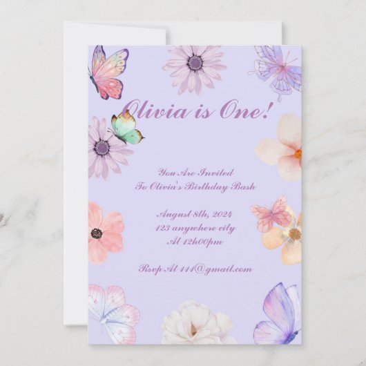 MÄDCHEN - GEBURTSTAG EINLADUNG (Vorderseite)