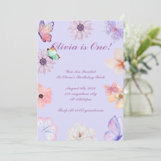 MÄDCHEN - GEBURTSTAG EINLADUNG (Stehend Vorderseite)