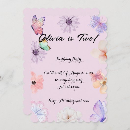 MÄDCHEN - GEBURTSTAG EINLADUNG (Vorne/Hinten)