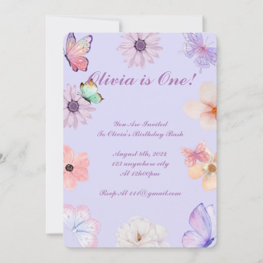 MÄDCHEN - GEBURTSTAG EINLADUNG (Vorderseite)