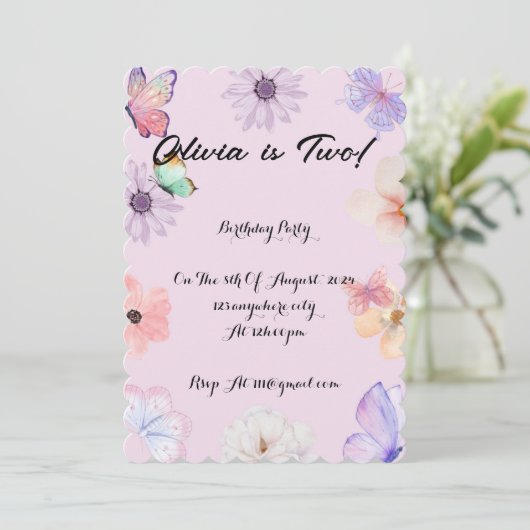 MÄDCHEN - GEBURTSTAG EINLADUNG (Stehend Vorderseite)