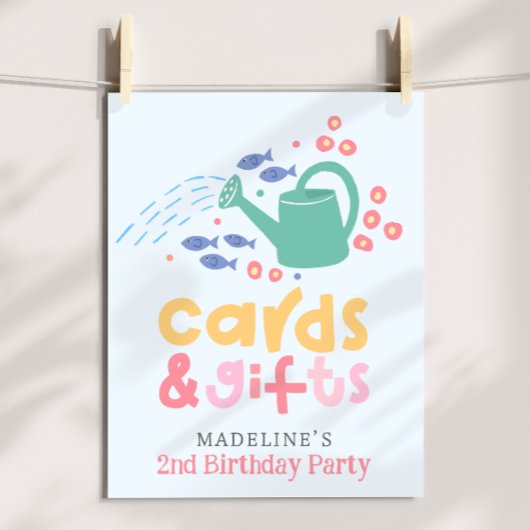 Mädchen Geburtstag Gießkanne Blumenkarten und Gesc Poster