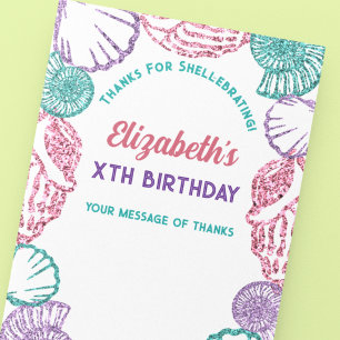 Mädchen-Geburtstag mit Muscheln Dankeskarte