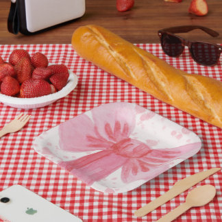 Mädchen-Geburtstag mit rosa Schleife Pappteller