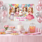 Mädchen Geburtstag Personalisiert rosa Banner