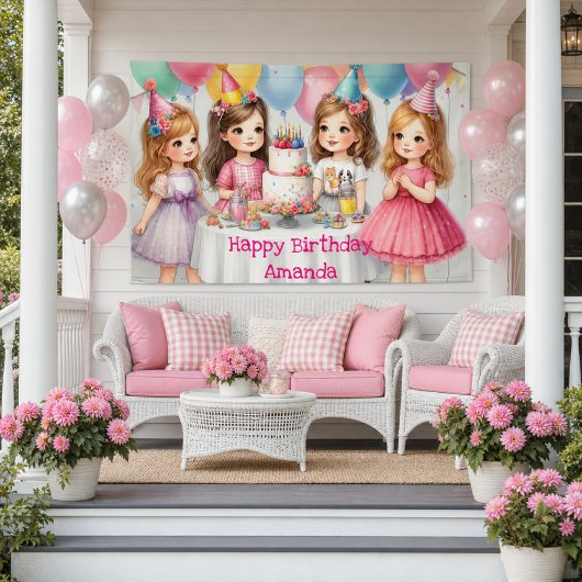 Mädchen Geburtstag Personalisiert rosa Banner