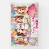 Mädchen Geburtstag Personalisiert rosa Banner (Vertikal)