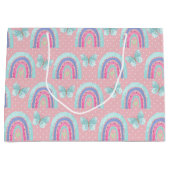 Mädchen Geburtstag Rainbows Schmetterlinge & Polka Große Geschenktüte (Vorderseite)