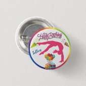 Mädchen Geburtstag Turnen Handspring Regenbogen Be Button (Vorne & Hinten)