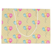 Mädchen Geburtstaggelbe Polka-Punkte und Balloons Große Geschenktüte (Rückseite)