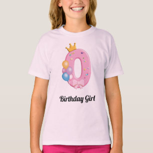 Mädchen Geburtstags-Shirt Nummer 0 Pink Donut Them T-Shirt