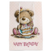 Mädchen Geburtstags-Teddybär-Geschenk Mittlere Geschenktüte (Rückseite)