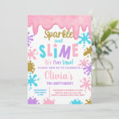 Mädchen Geburtstagsfeier Einladung, Slime. Einladung (Stehend Vorderseite)