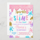 Mädchen Geburtstagsfeier Einladung, Slime. Einladung (Vorne/Hinten)