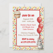 Mädchen-Geburtstagsfeier | Maus- und Cupcake-Thema Einladung (Rückseite)