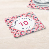 Mädchen Geburtstagspartei Personalisierter Name Al Rechteckiger Pappuntersetzer (angewinkelt)