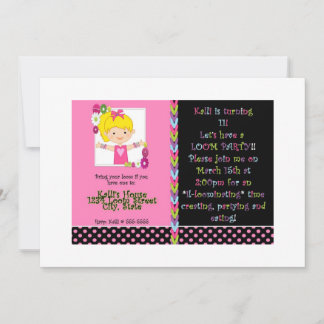 Mädchen Geburtstagsparty Einladung Regenbogen Loom