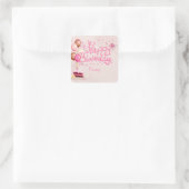 Mädchen Geburtstagsparty Pink Custom Quadratischer Aufkleber (Tasche)