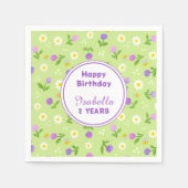 Mädchen Geburtstagsparty Servietten Rosa Blume (Vorderseite)