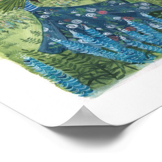 Mädchen gehen durch Blume Poster (Ecke)