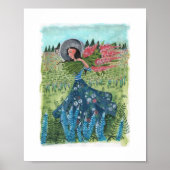 Mädchen gehen durch Blume Poster (Vorne)