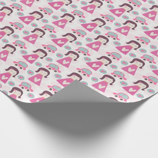 Mädchen-gehende Plätze Geschenkpapier (Ecke)