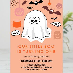 Mädchen Geist Orange Halloween 1. Geburtstag Einladung