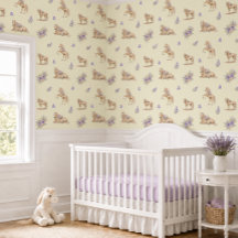 Mädchen Gelb Lila Pferd Floralmuster Kinderzimmer