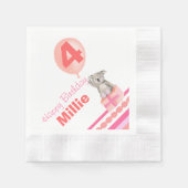 Mädchen genannt 4. Geburtstag koala Ballon Serviet Serviette (Vorderseite)