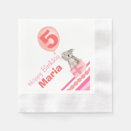 Mädchen genannt 5. Geburtstag koala Ballon Serviet Serviette