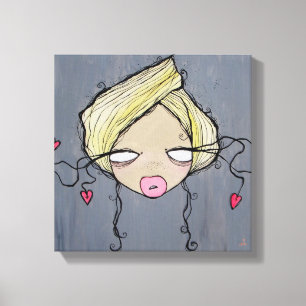 "Mädchen-Gespräch" wickelte Leinwand, 12" X12 " Leinwanddruck