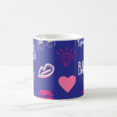 Mädchen gestalten nahtloses Muster mit Slogan. Han Kaffeetasse (Mittel)
