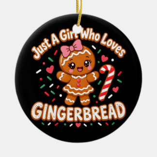 Mädchen Gingerbread Mann Lustige Weihnachten Fraue Keramik Ornament