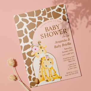 Mädchen-Giraffe-Baby-Shower-Einladung Einladung