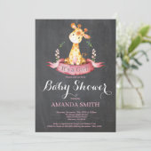 Mädchen-Giraffen-Babyparty-Einladungs-Tafel Einladung (Stehend Vorderseite)