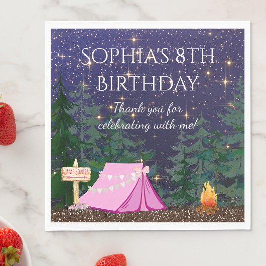 Mädchen Glamping Camping Serviette