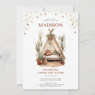 Mädchen Glamping Geburtstagsparty unter den Sterne Einladung