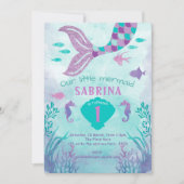 Mädchen, Glitzer, Meerjungfrau, Schwanz, Einladung (Vorderseite)