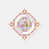 Mädchen glücklich Geburtstag Vibrannt Pink Star Cu Serviette (Ecke)