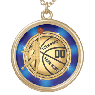 Mädchen-Goldbasketball-Halskette mit Zahl, Name Vergoldete Kette