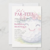 Mädchen Golf Blumen Par-Tee Baby Shower Einladung (Vorderseite)