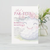 Mädchen Golf Blumen Par-Tee Baby Shower Einladung (Stehend Vorderseite)