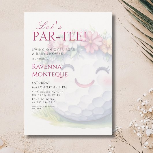 Mädchen Golf Blumen Par-Tee Baby Shower Einladung