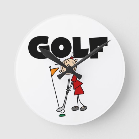 Mädchen GOLF Runde Wanduhr (Vorderseite)